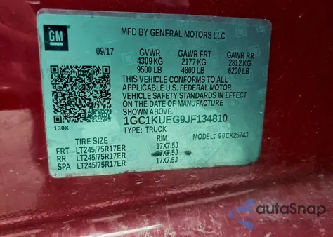 2018 Chevrolet Silverado K2500 Heavy Duty from USA, damaged, VIN 1GC1KUEG9JF134810